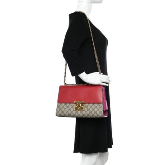 Authentic GUCCI GG Supreme Monogram Calfskin Medium Padlock Shoulder Bag - Picture 3 of 16